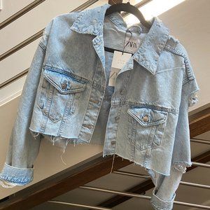 ZARA Cropped Denim Jacket NWT